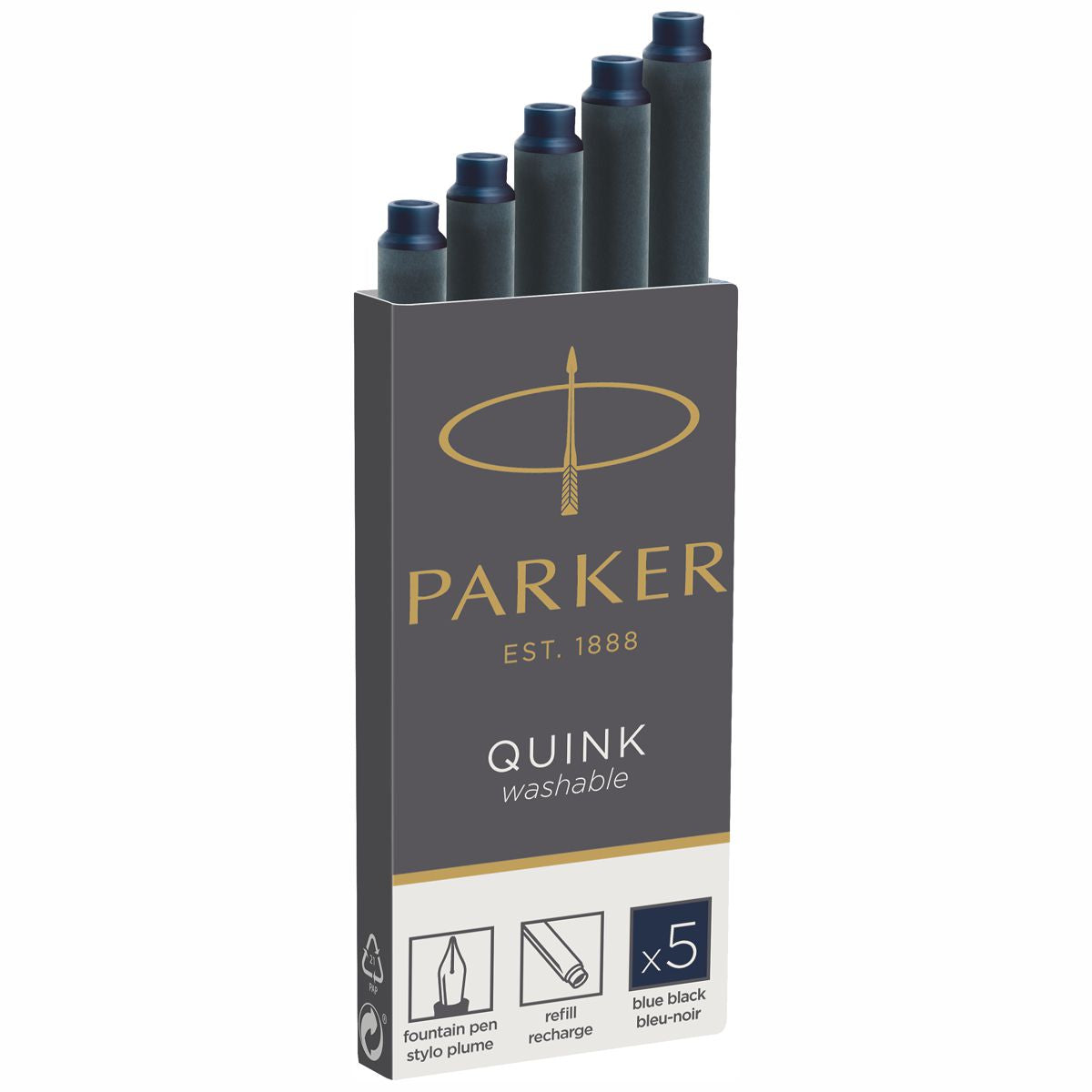 PARKER Tintenpatrone Quink lang schwarz-blau 5 Stück