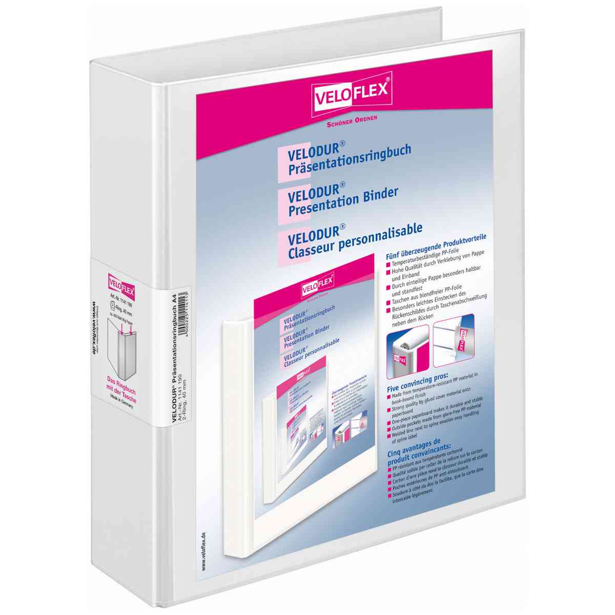 VELOFLEX Präsentationsringbuch Velodur 1141 A4 2-Ring 40mm