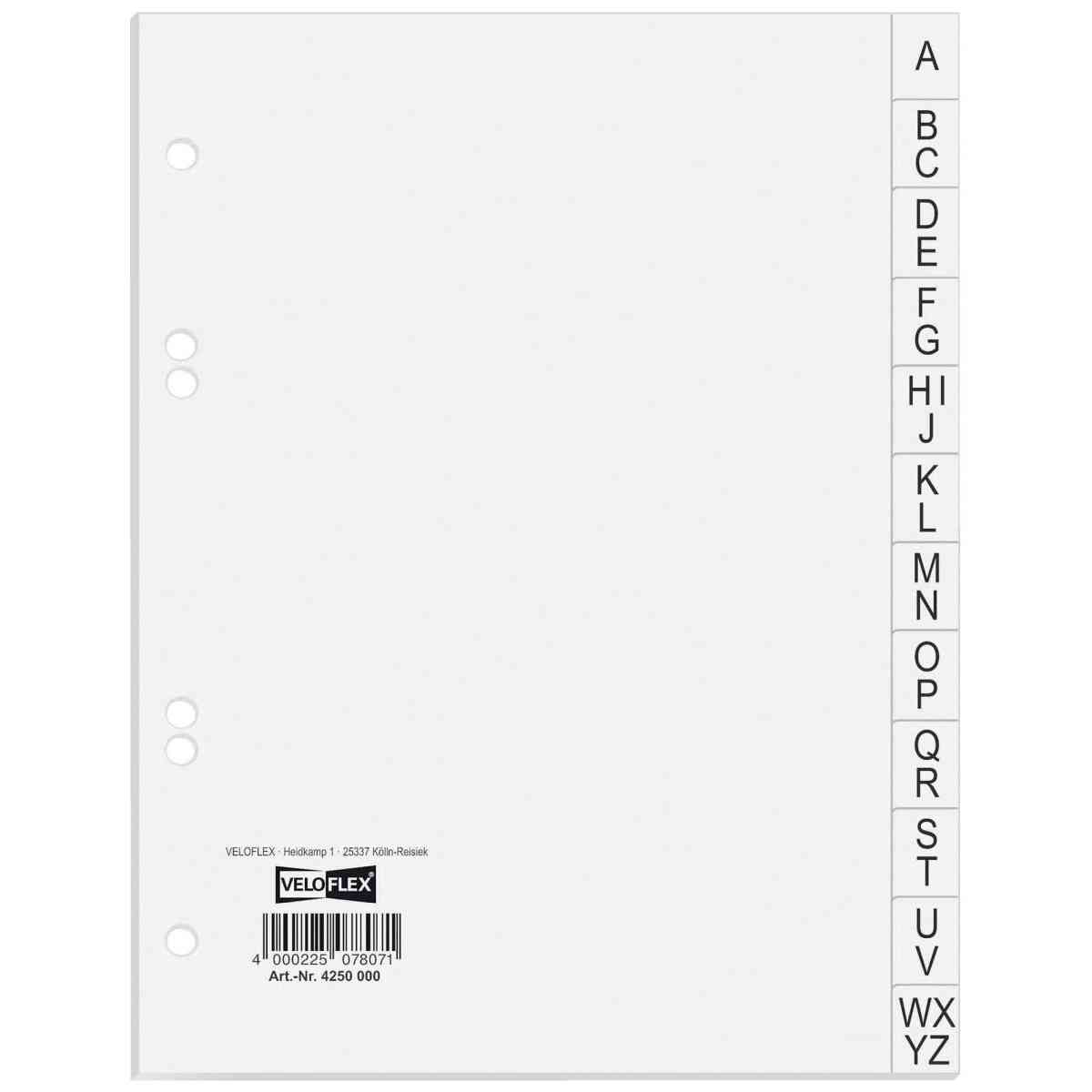 VELOFLEX Register 4250000 DIN A5 A-Z Karton weiß PP 12-teilig