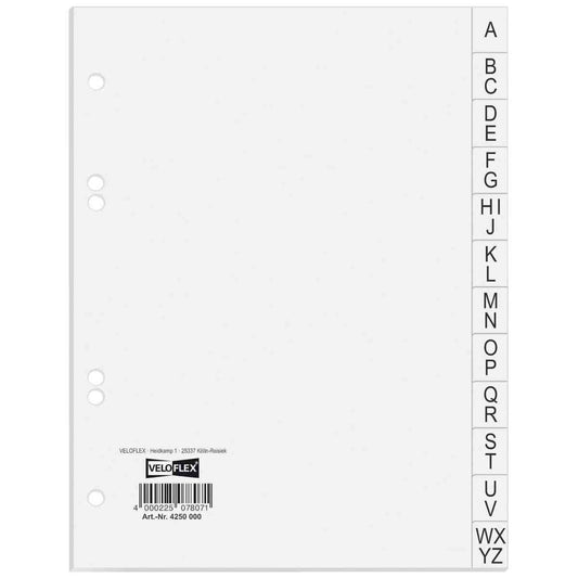 VELOFLEX Register 4250000 DIN A5 A-Z Karton weiß PP 12-teilig