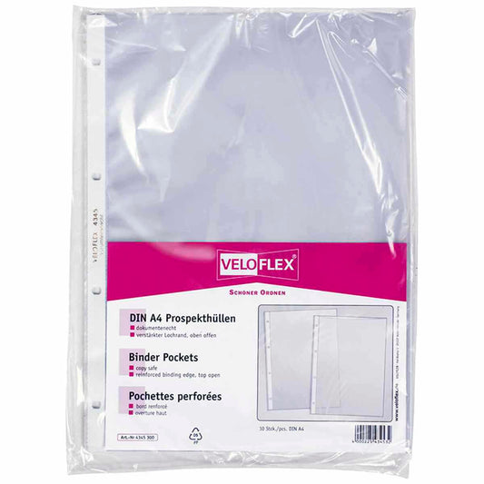 VELOFLEX Prospekthülle A4 4345 PP glasklar glänzend 0,75mm 10 Stück