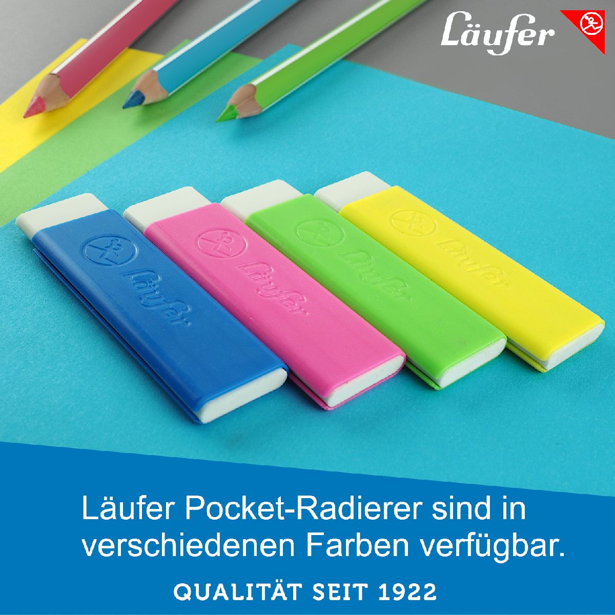 LÄUFER Radierstift Pocket 2 in Kunststoffgehäuse PVC-free 4mm grün