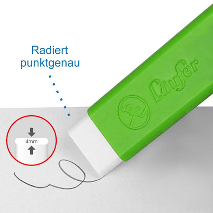LÄUFER Radierstift Pocket 2 in Kunststoffgehäuse PVC-free 4mm grün