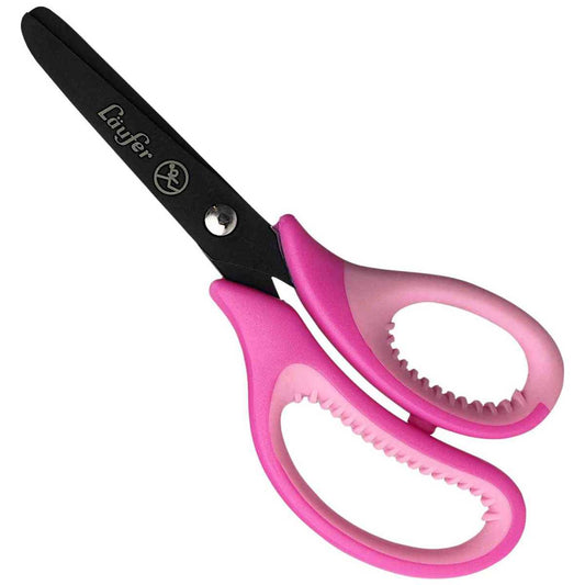 LÄUFER Bastelschere rund mit Softgriff und Titan-Beschichtung pink / rosa -Rechtshänder-
