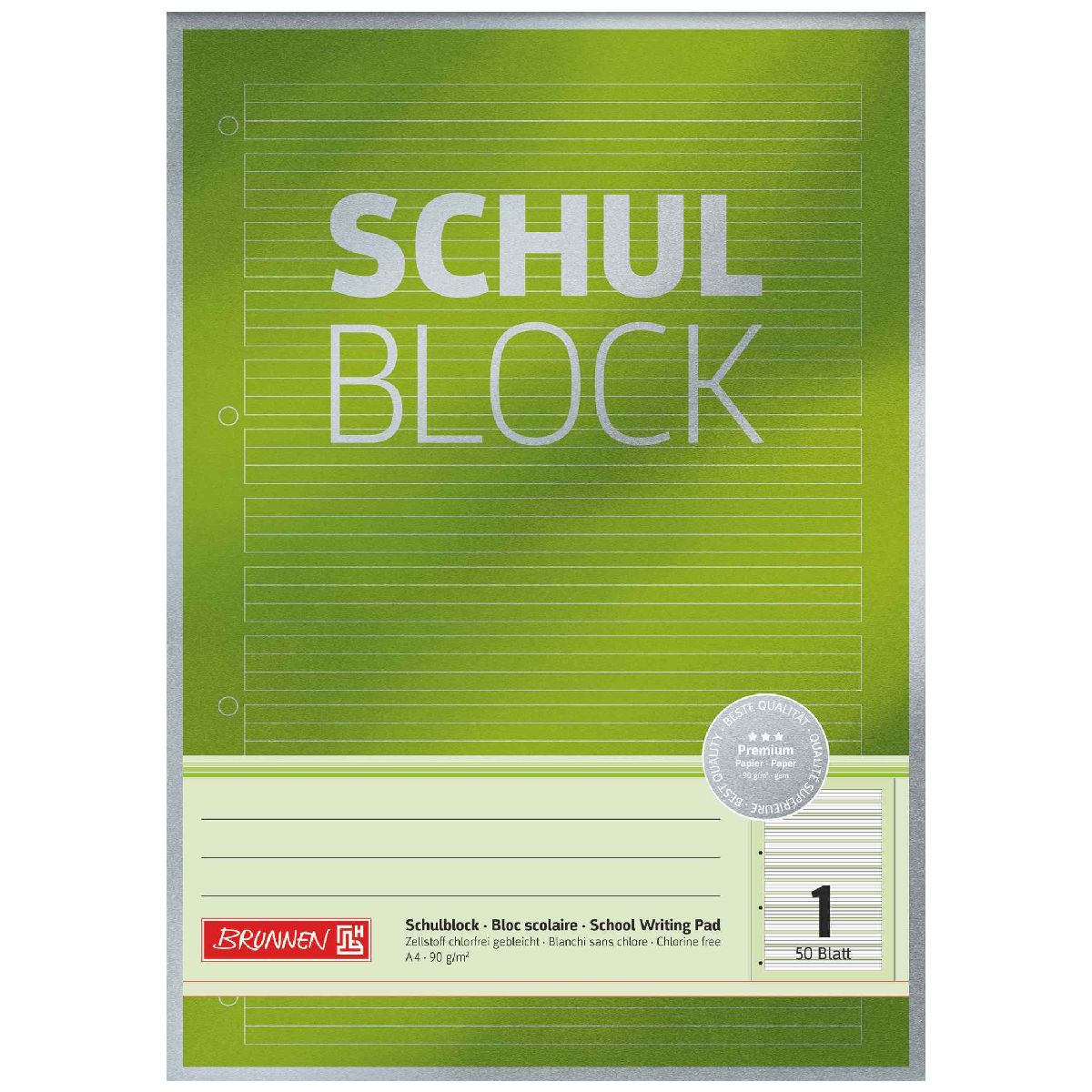 BRUNNEN Schulblock A4 50 Blatt 90g LIN1 liniert 1. Klasse