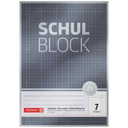 BRUNNEN Schulblock A4 50 Blatt 90g LIN7 kariert 7mm 1. Klasse
