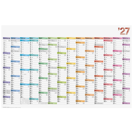 BRUNNEN Plakatkalender 2027 106 x 67cm DATAline 14 Monate