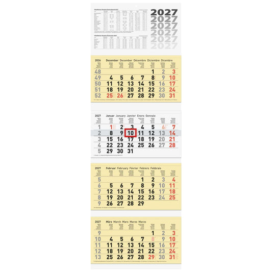 BRUNNEN 4-Monats-Kalender 2027 32x94cm blau