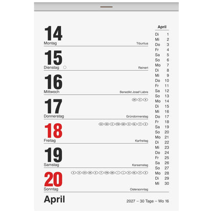 BRUNNEN Wochenabreißkalender 2027 Nr. 25 105x146mm