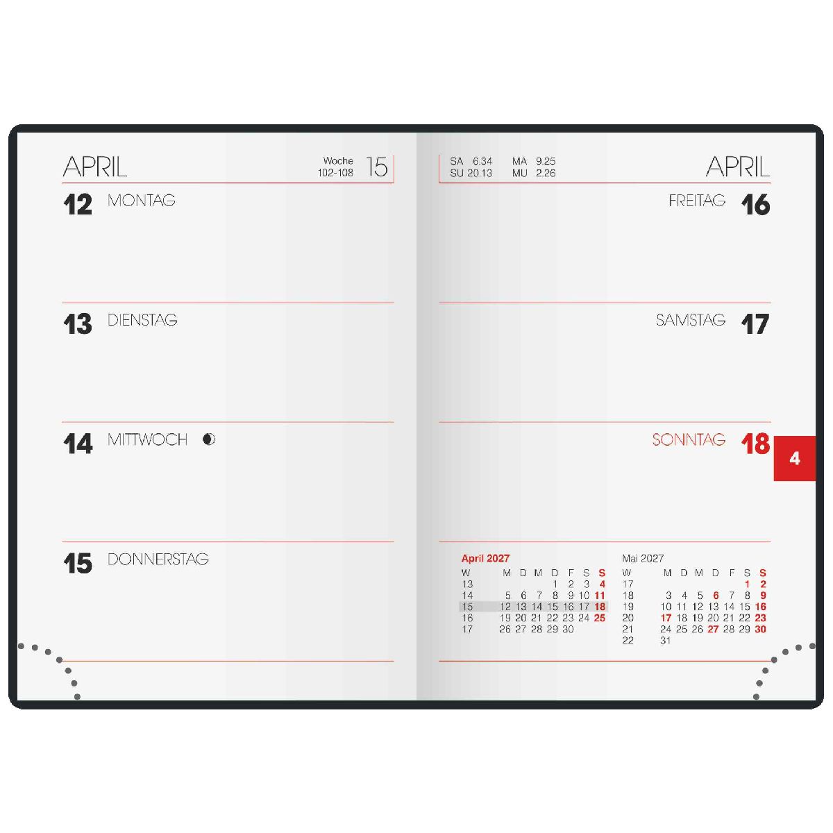BRUNNER Taschenkalender 2027 Mod. 712 | 7x10cm 2 Seiten = 1 Woche