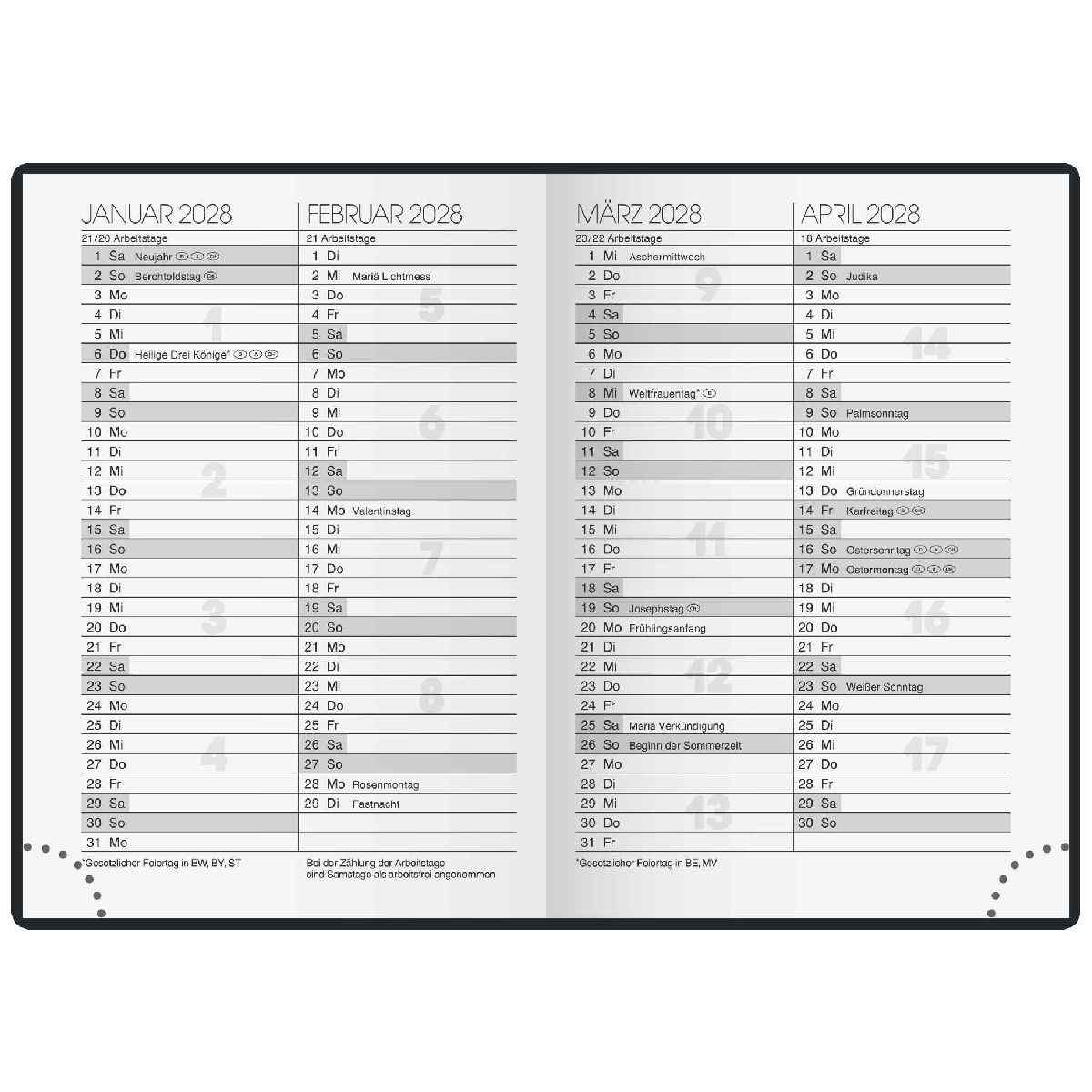 BRUNNER Taschenkalender 2027 Mod. 712 | 7x10cm 2 Seiten = 1 Woche