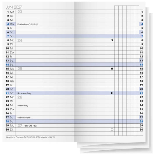 BRUNNEN Faltkalender Einlage Mod. 740 2027 8x15cm 2 Seiten = 1 Monat