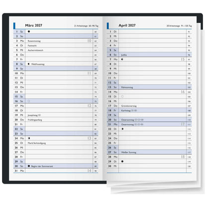 BRUNNEN Faltkalender Mod. 748 2027 9x15cm 1 Seiten = 1 Monat farbig sort.
