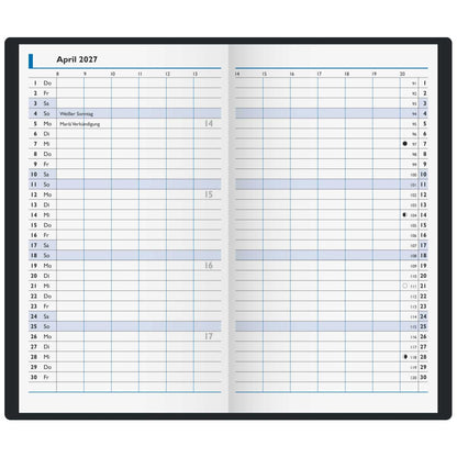 BRUNNEN Taschenkalender Modell 750 2025 9x15cm schwarz 2 Seiten = 1 Monat