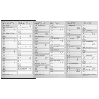 BRUNNEN Taschenkalender Mod. 753 2027 9x15cm petrol 1 Monat = 2 Seiten