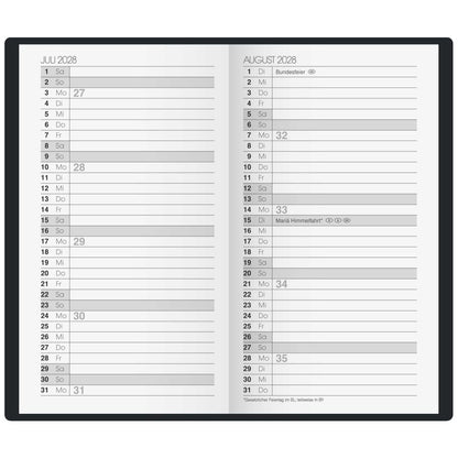 BRUNNEN Taschenkalender Mod. 758 2027 A6 dunkelblau 1 Seite = 1 Woche