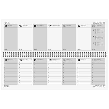 BRUNNEN Quertischkalender Schreibtischkalender 2027 420x137cm, 2 Seiten / 1 Woche