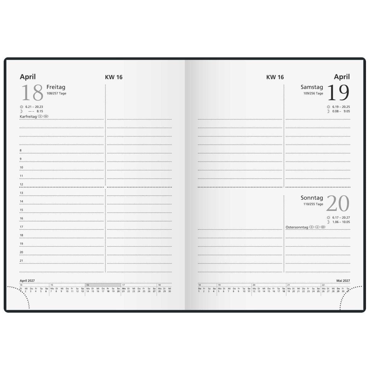 GLOCKEN Taschenkalender 2027 A6 schwarz 336 Seiten | 1 Tag = 1 Seite