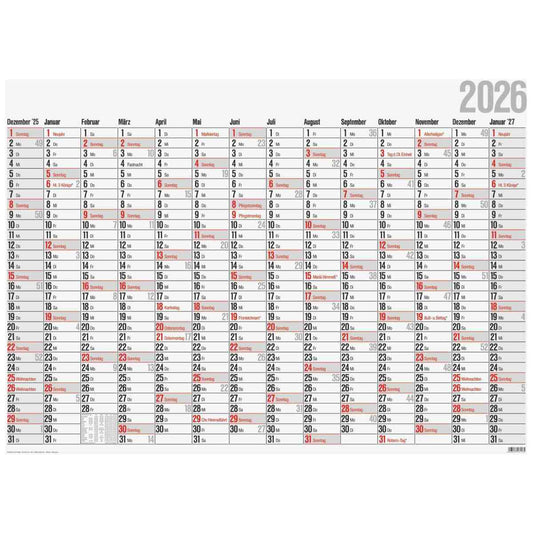 GLOCKEN Plakatkalender 2026 98x68cm 1 Seite = 1 Jahr