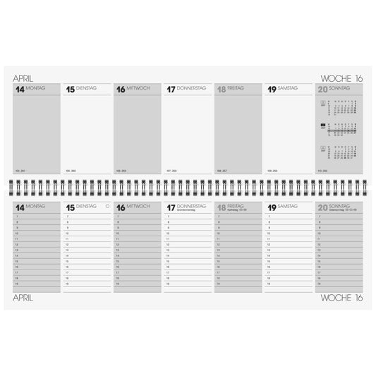 GLOCKEN Querterminbuch 2027 42x13,7cm 1 Woche = 2 Seiten 112 Seiten