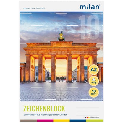 MILAN Zeichenblock 562/10 A2 10 Blatt 2seitig perforiert 100g