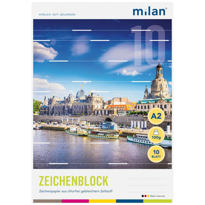 MILAN Zeichenblock 562/10 A2 10 Blatt 2seitig perforiert 100g