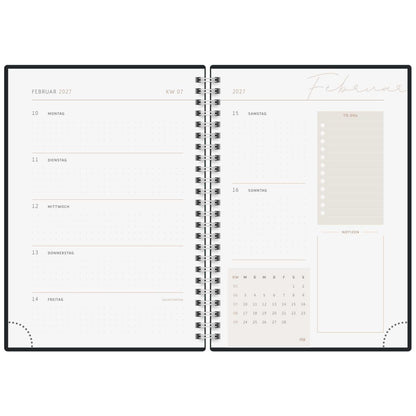 RIDO Buchkalender Premium mit Spirale 2027 Young Line A5 -YOGA- 1Woche=2Seiten