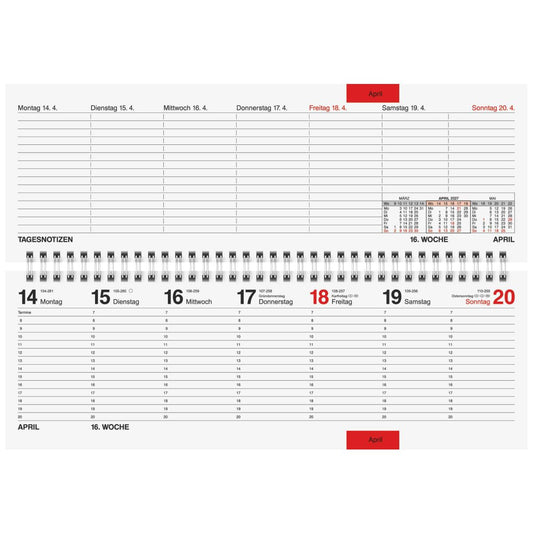 RIDO Querterminbuch Mod. septant 2027 | 305×105 mm, Kunststoff, grau | 1 Woche = 2 Seiten