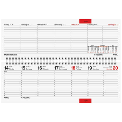 RIDO Querterminbuch Mod. septant 2027 | 305×105 mm, Kunststoff, grau | 1 Woche = 2 Seiten