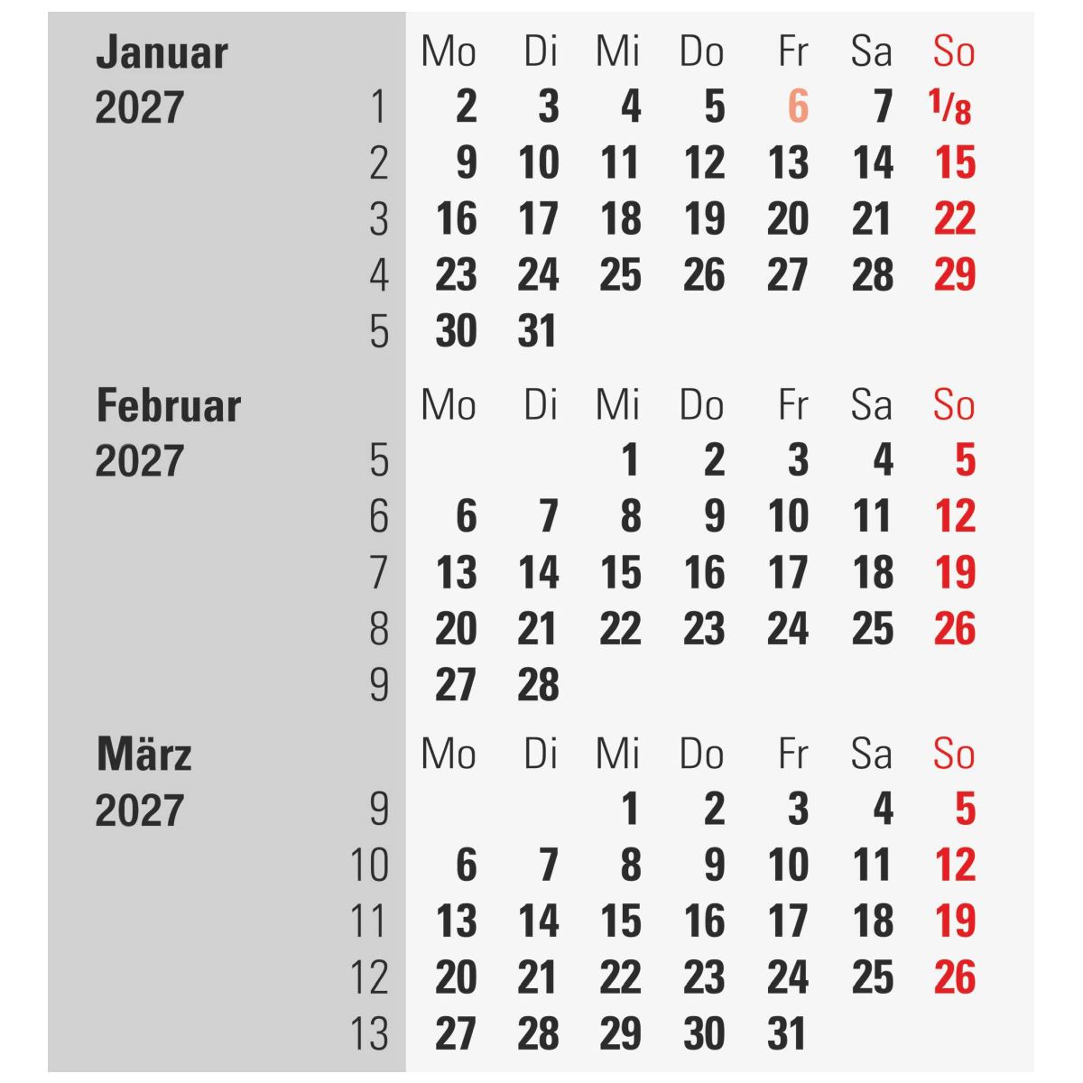 RIDO 3-Monats-Tischkalender mit Drehmechanik 2027 | 90×120 mm, blau/schwarz