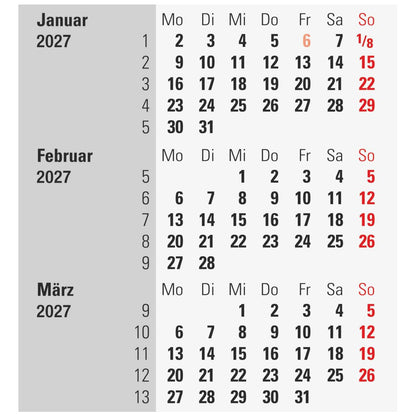 RIDO 3-Monats-Tischkalender mit Drehmechanik 2027 | 90×120 mm, blau/schwarz