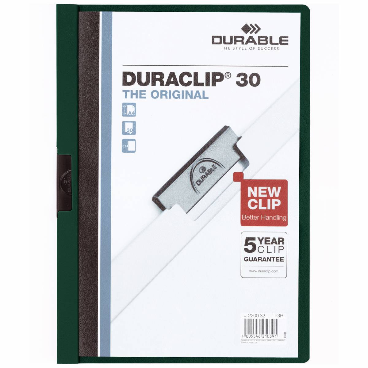 DURABLE Klemmappe DURACLIP A4 2200 bis 30 Blatt dunkelgrün