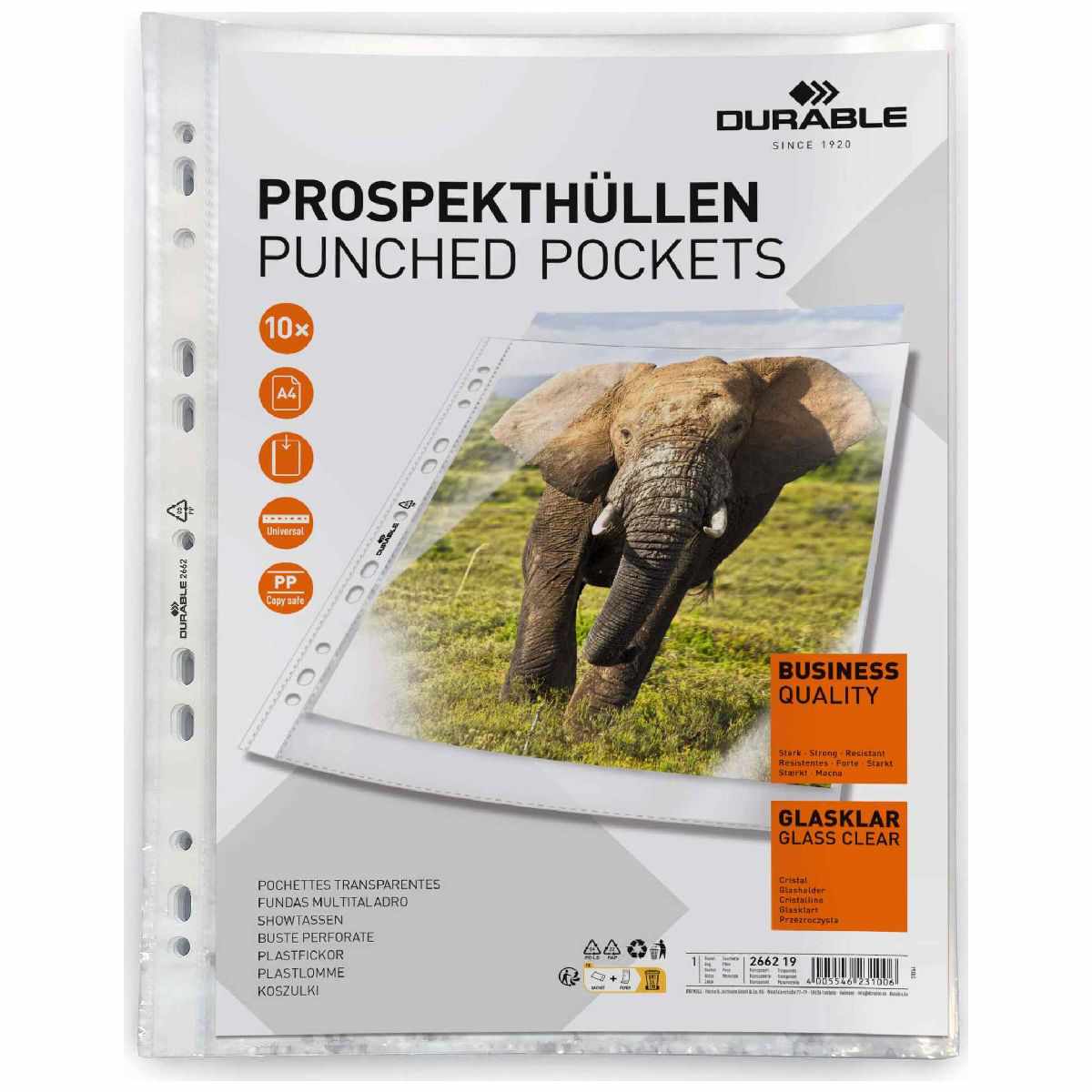 DURABLE Prospekthülle A4 2662 0,06mm glasklar 10 Stück