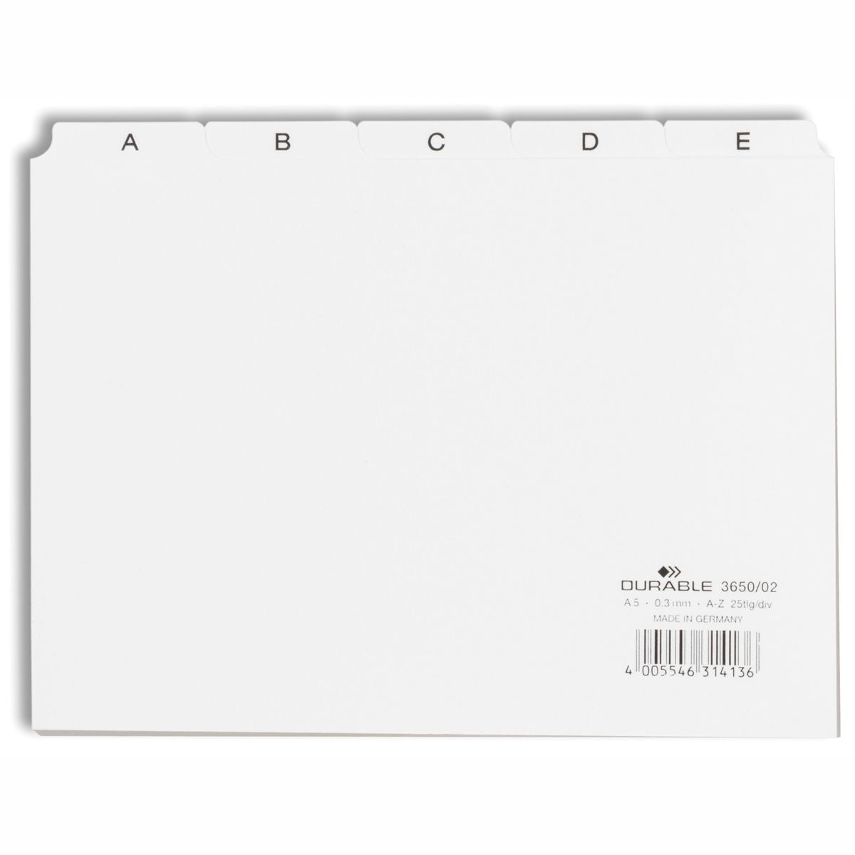 DURABLE Karteiregister 3650 A5 quer A-Z Kunststoff weiß