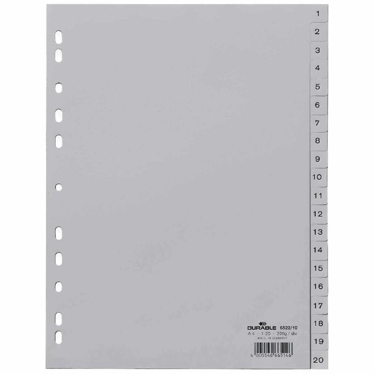 DURABLE Register 6522 A4 1-20 20tlg PP grau