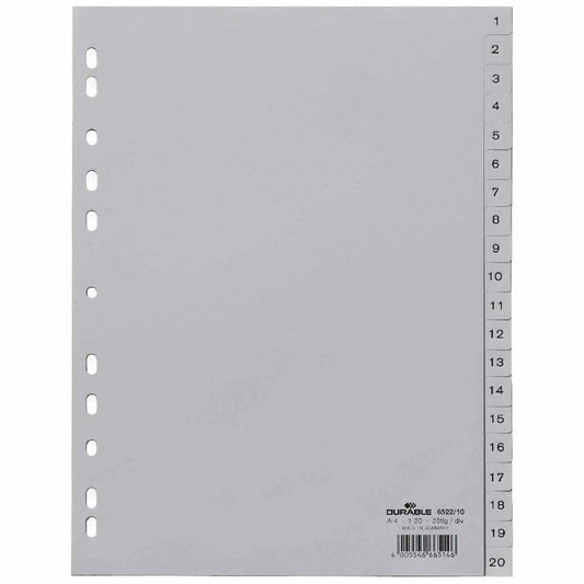 DURABLE Register 6522 A4 1-20 20tlg PP grau