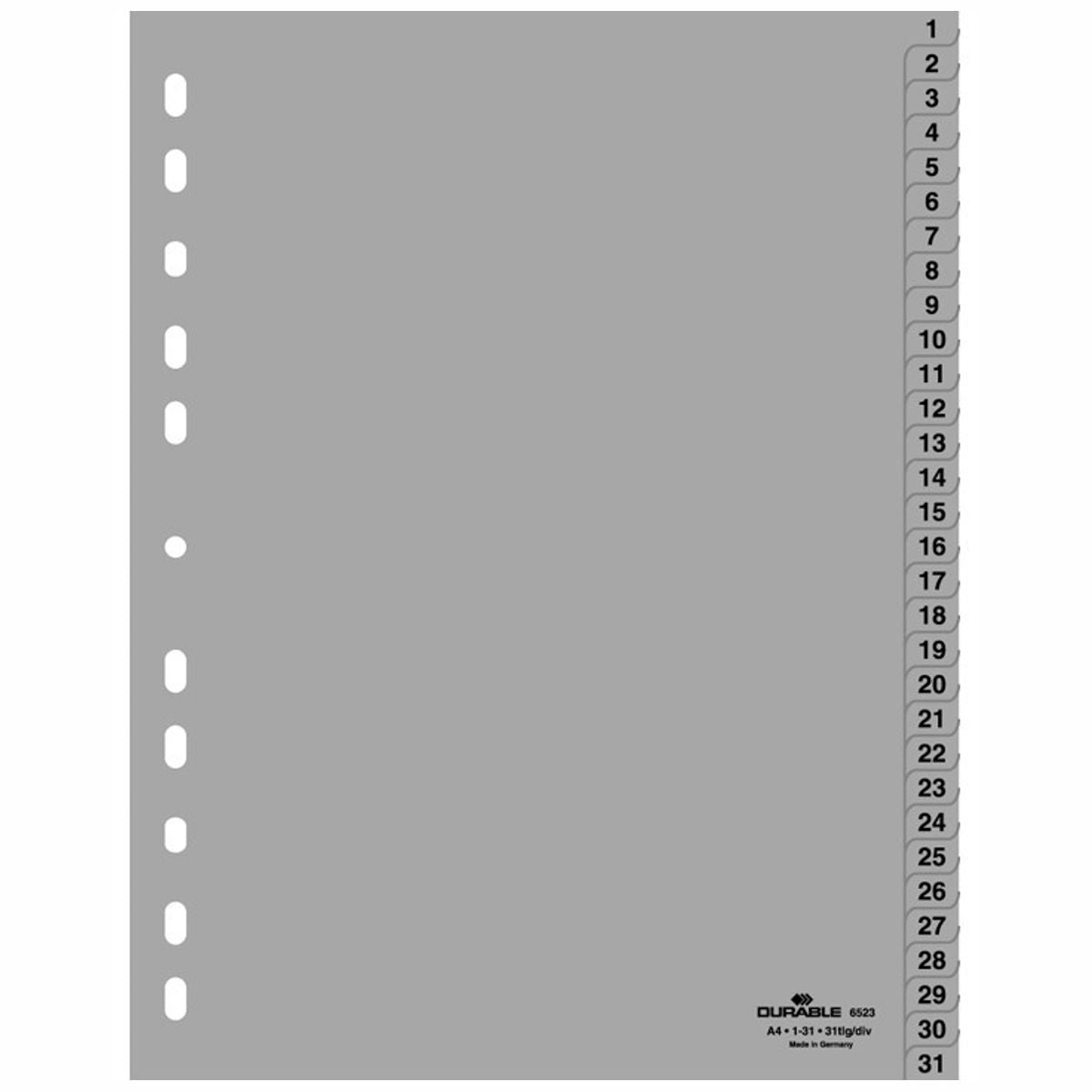 DURABLE Register 6523 A4 1-31 31tlg PP grau