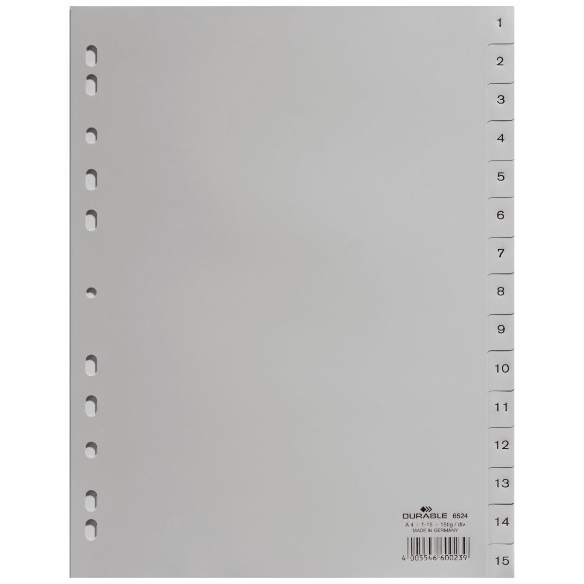 DURABLE Register 6524 A4 1-15 grau 15-teilig