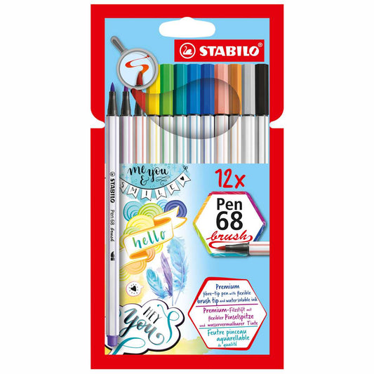 STABILO Pinselmaler pen 68 brush 12 Farben im Etui