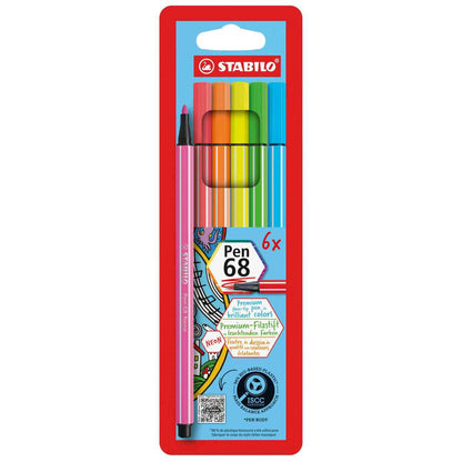 STABILO Fasermaler pen 6806-1 NEON 1-2mm 6 Stück im Etui