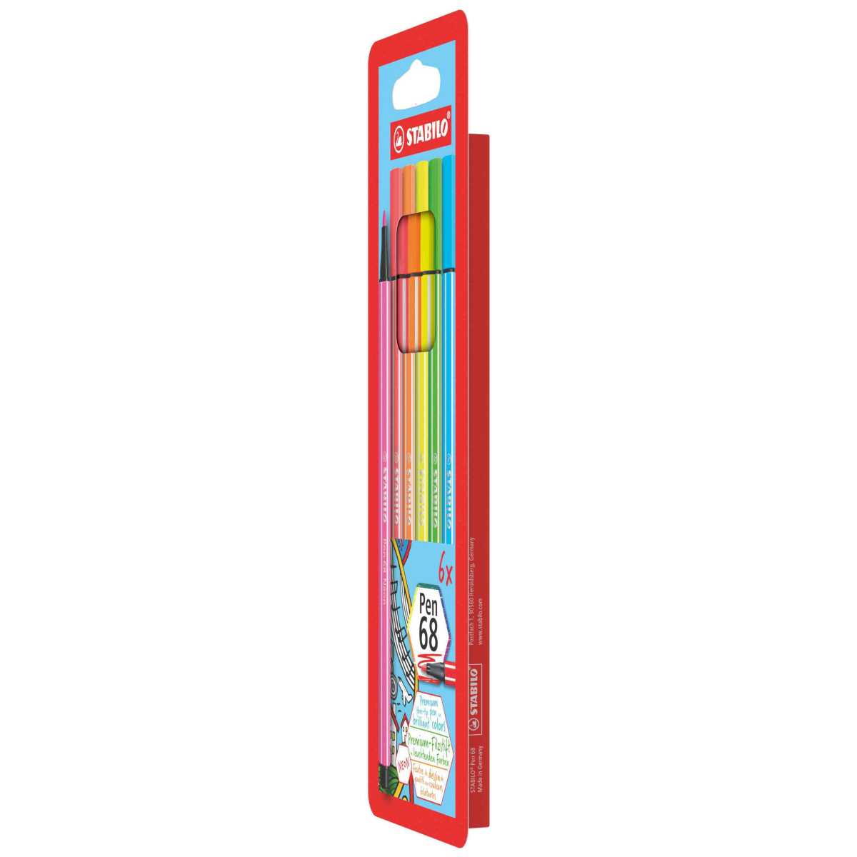 STABILO Fasermaler pen 6806-1 NEON 1-2mm 6 Stück im Etui
