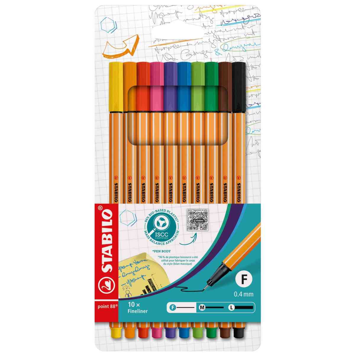 STABILO Fineliner point 88 10 Stück Etui 10 Farben 0,4mm