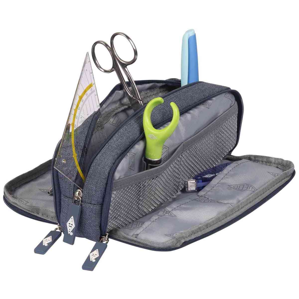 WEDO Mäppchen Schlamperbox Denim mit 3 Fächern blau