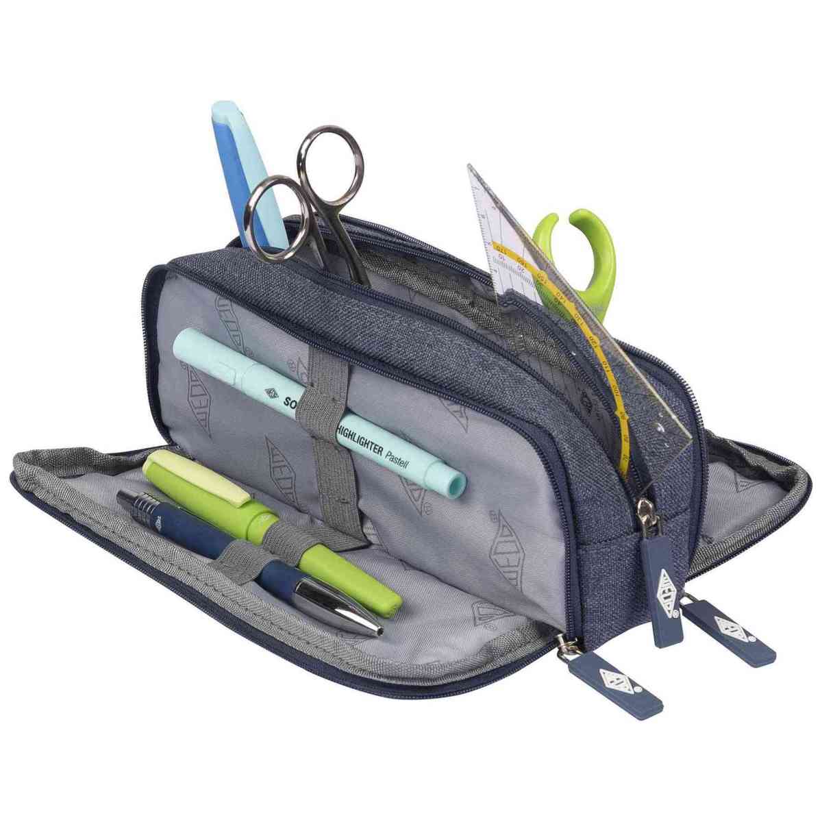 WEDO Mäppchen Schlamperbox Denim mit 3 Fächern blau