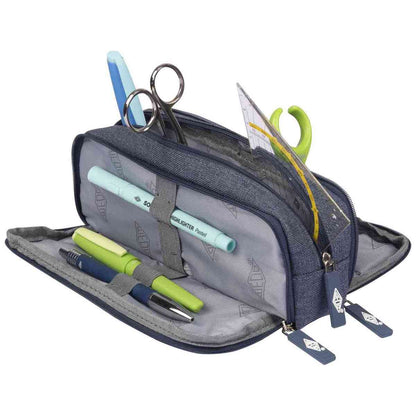 WEDO Mäppchen Schlamperbox Denim mit 3 Fächern blau