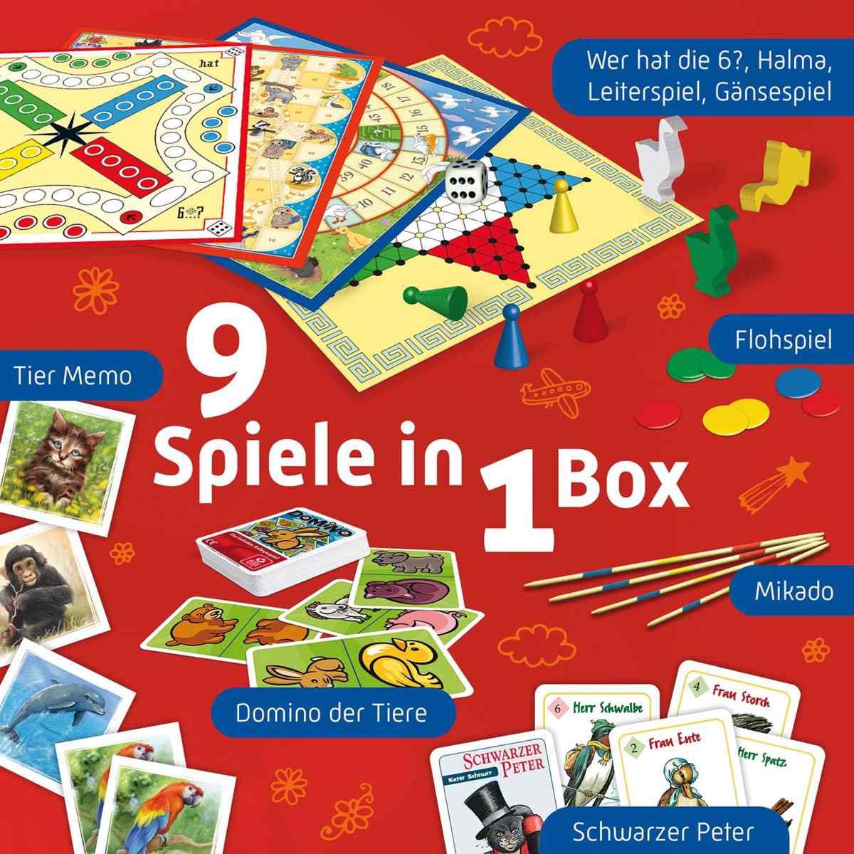 ASS große Kinderspielesammlung 9 Spiele in 1 Box
