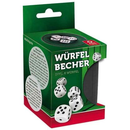 ASS Würfelbecher Kunststoff schwarz mit 6 Würfel