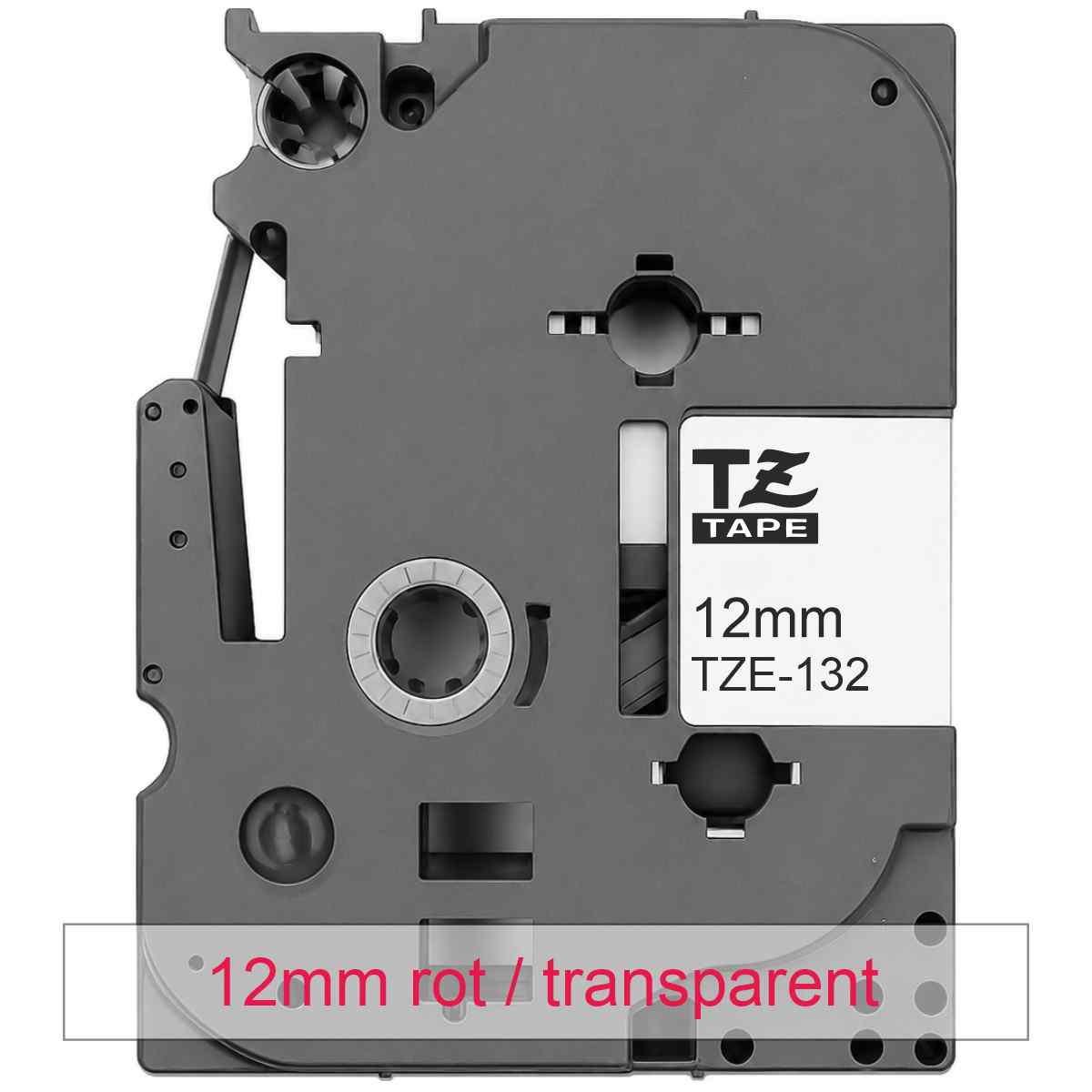 BROTHER Schriftband TZe-132 12mm x 8m rot auf transparent