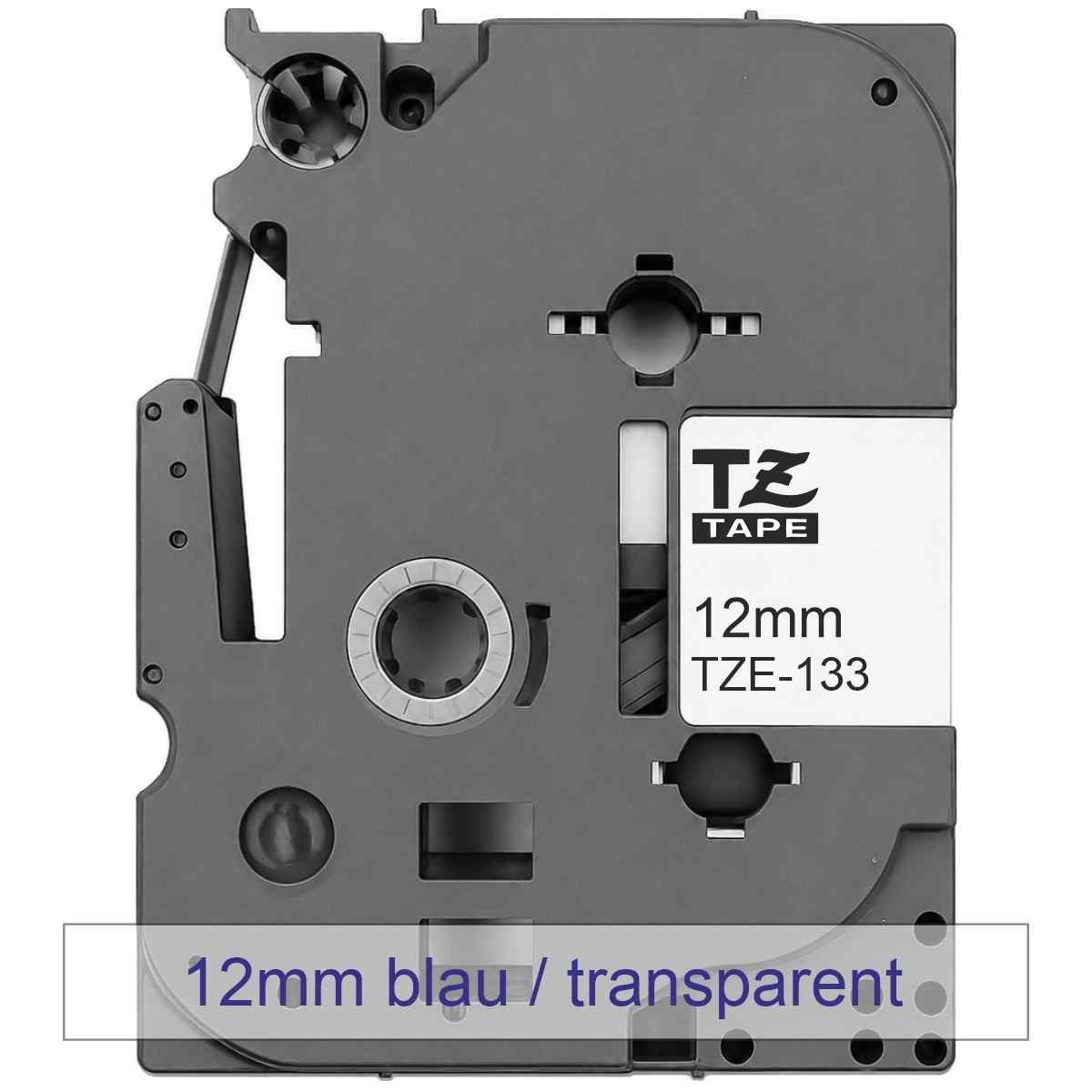 BROTHER Schriftband TZe-133 12mm x 8m blau auf transparent
