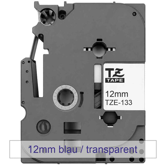 BROTHER Schriftband TZe-133 12mm x 8m blau auf transparent